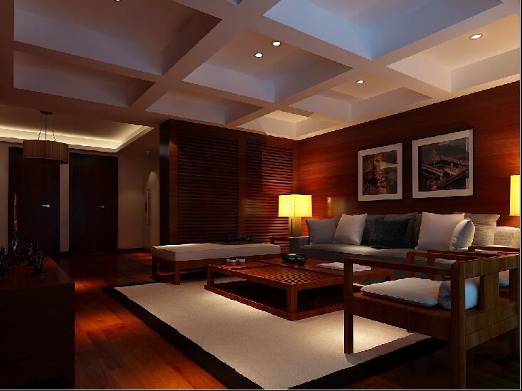 绥化祥和大厦古典中式客厅木条隔断屏风中式茶几沙发效果图